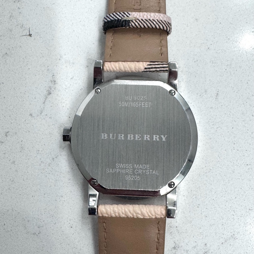 Burberry Pink and Black Checkered Watch with Silver Dial - Picture 5 of 9